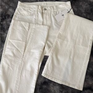 7 For All Mankind Women's Cream Straight Leg Jeans